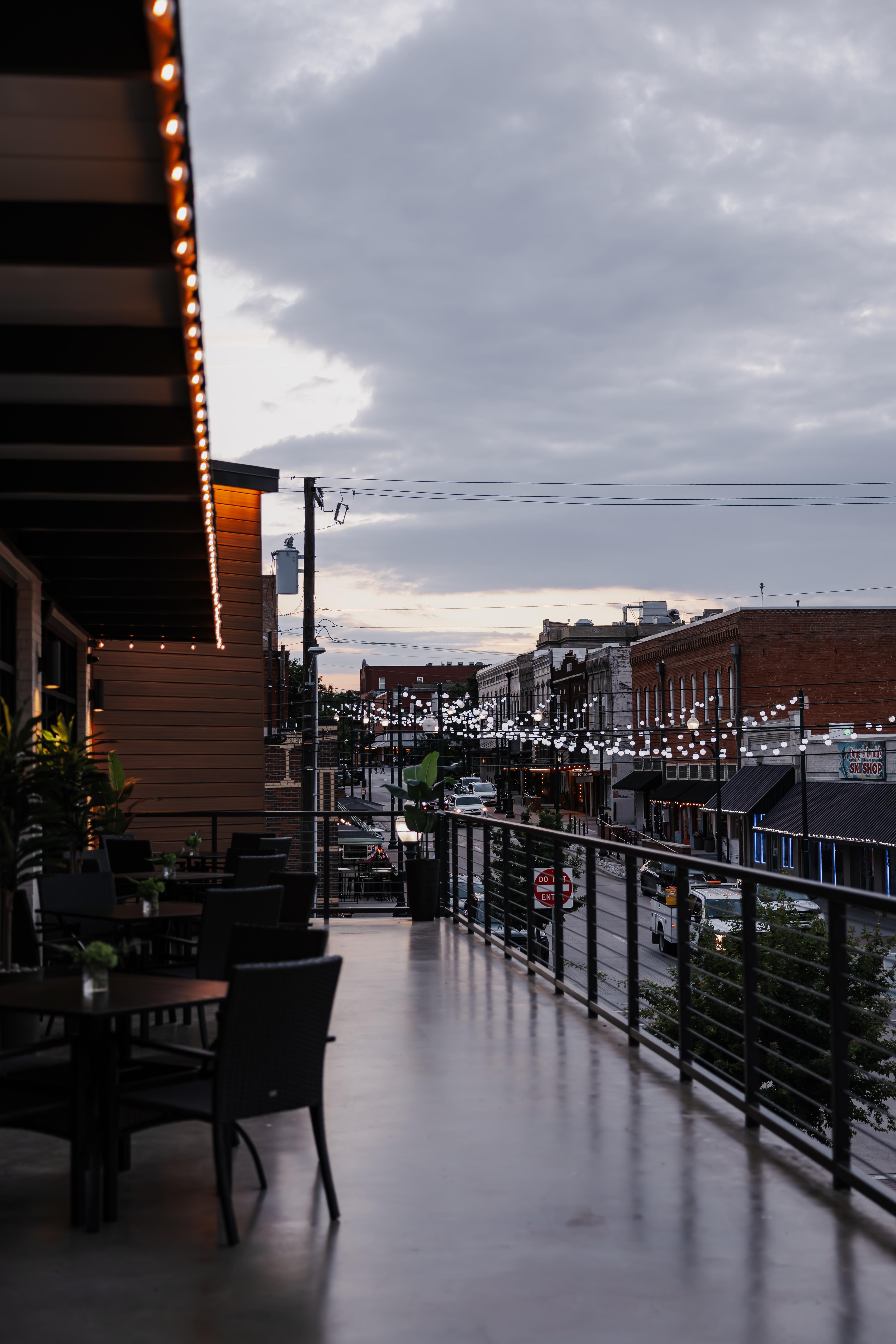 View from The Chestnut Hall balcony overlooking downtown McKinney