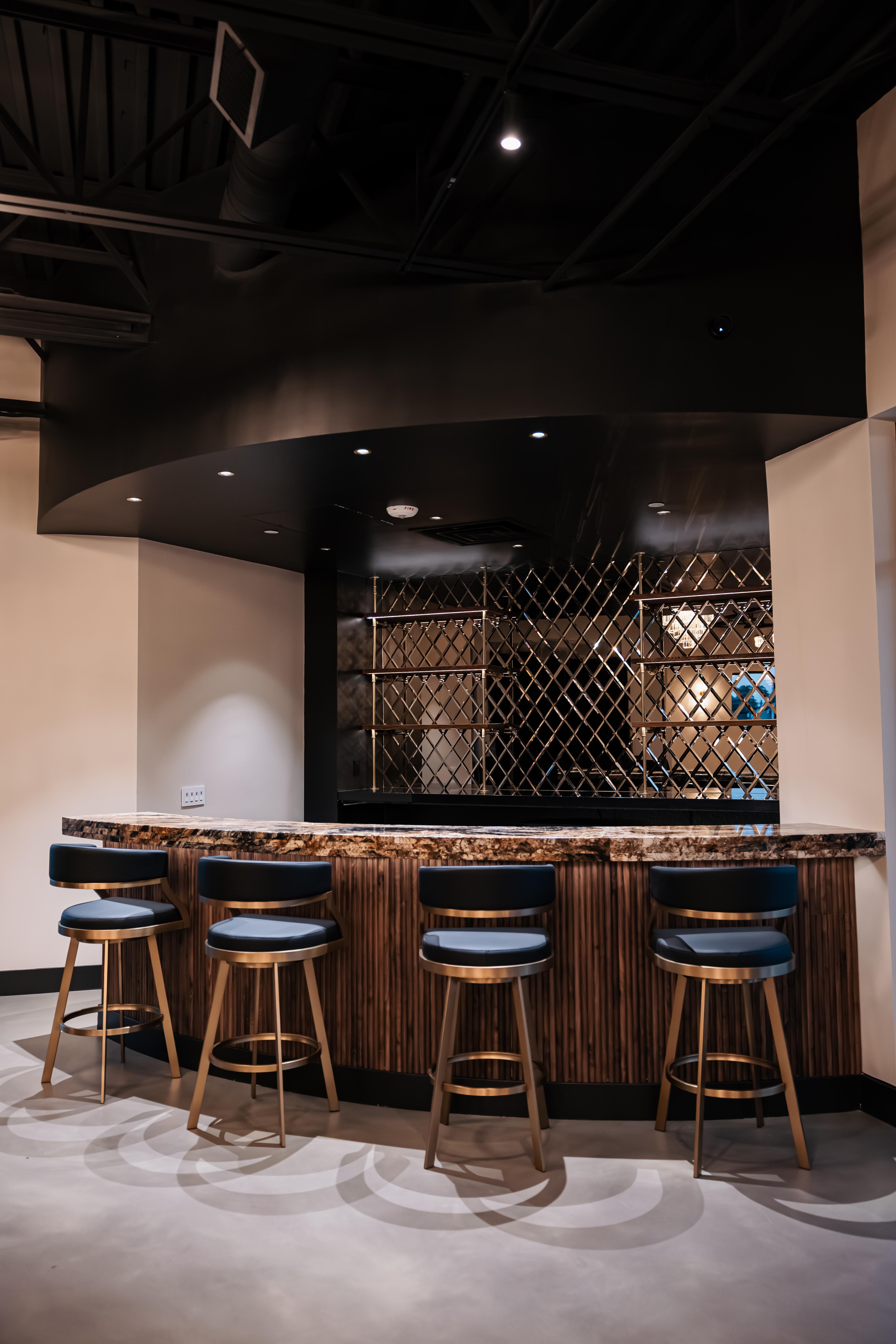 Built-in bar at The Chestnut Hall, an intimate rehearsal dinner venue in McKinney