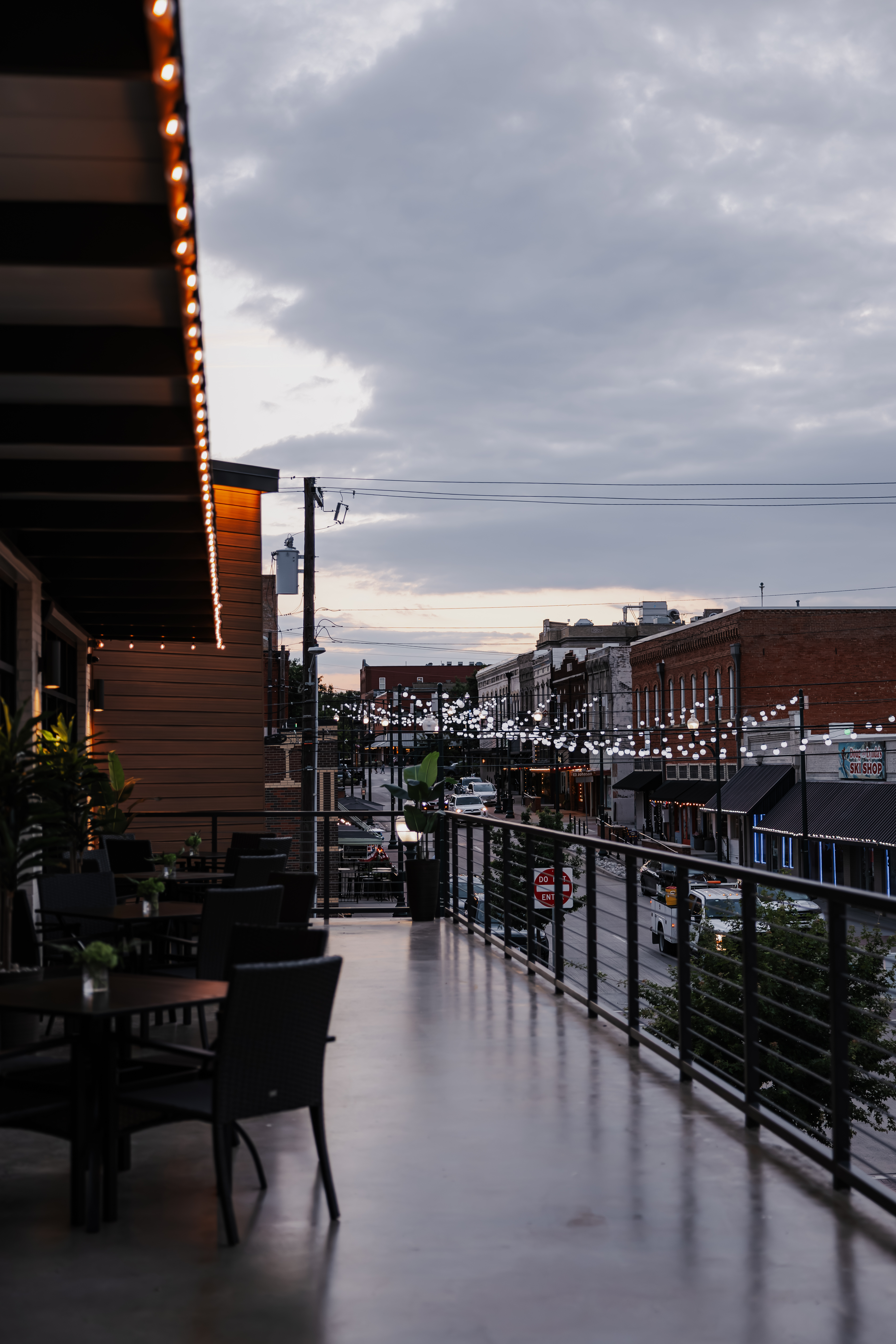 View from The Chestnut Hall balcony overlooking downtown McKinney